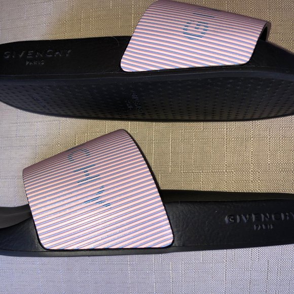 Givenchy Logo Metallic Leather Pool Slides Sz 37 - Picture 6 of 6